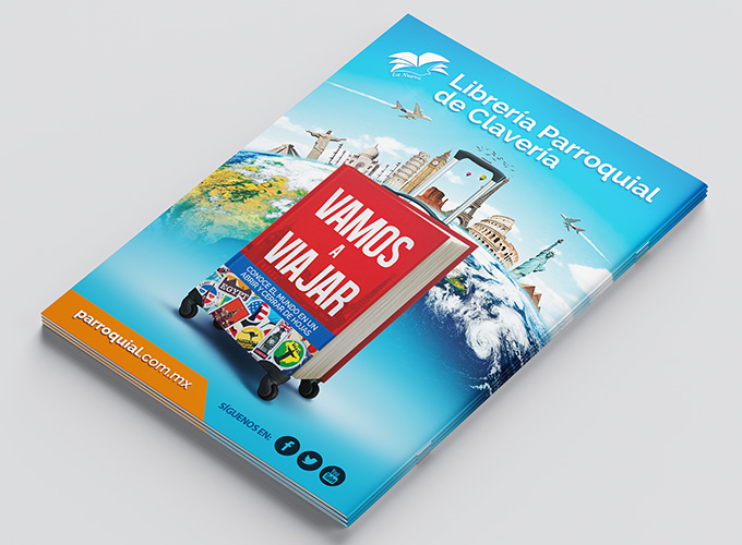 Publicidad Vamos a viajar - Librería Parroquial de Clavería
